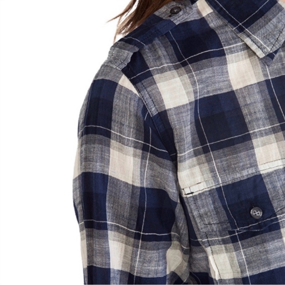 Current Elliott The Perfect Plaid Shirt XS Venice Blue Western Country Festival - Picture 4 of 12